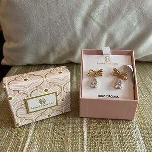 - House of Harlow 1960  Cubic Zirconia  Bows Earrings NWT